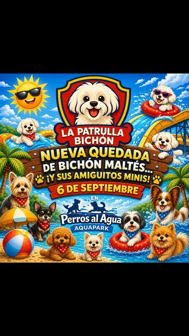 Cartel de la quedada de Bichón Maltés del 6 de septiembre